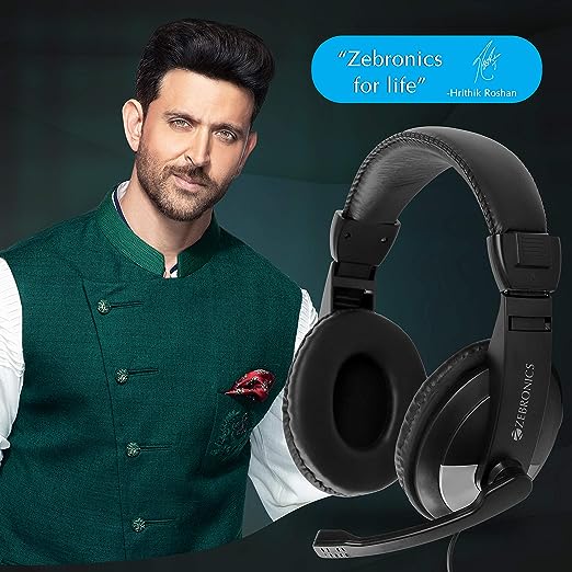 ZEBRONICS Zeb-200HM Wired On Ear Headphone with Mic, Dual 3.5mm Connectors, Adjustable Headband for PC Computers/Laptop (Black) ZEBRONICS Zeb-200HM Wired On Ear Headphone with Mic, Dual 3.5mm Connectors, Adjustable Headband for PC Computers/Laptop (Black)